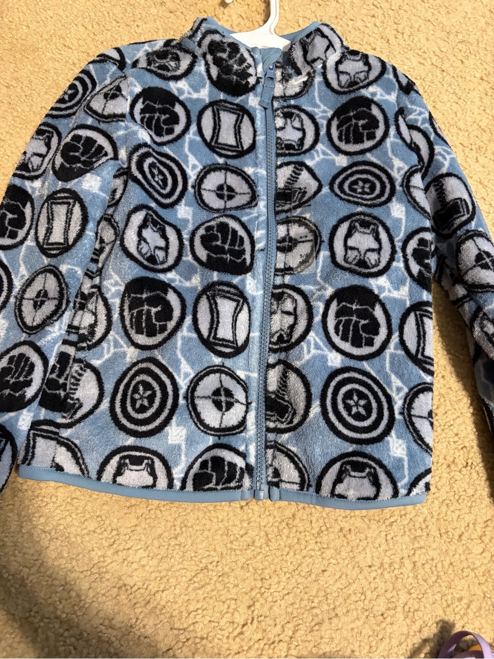 Kids avengers Blue Fleece Zip-Up Jacket size 5/6
